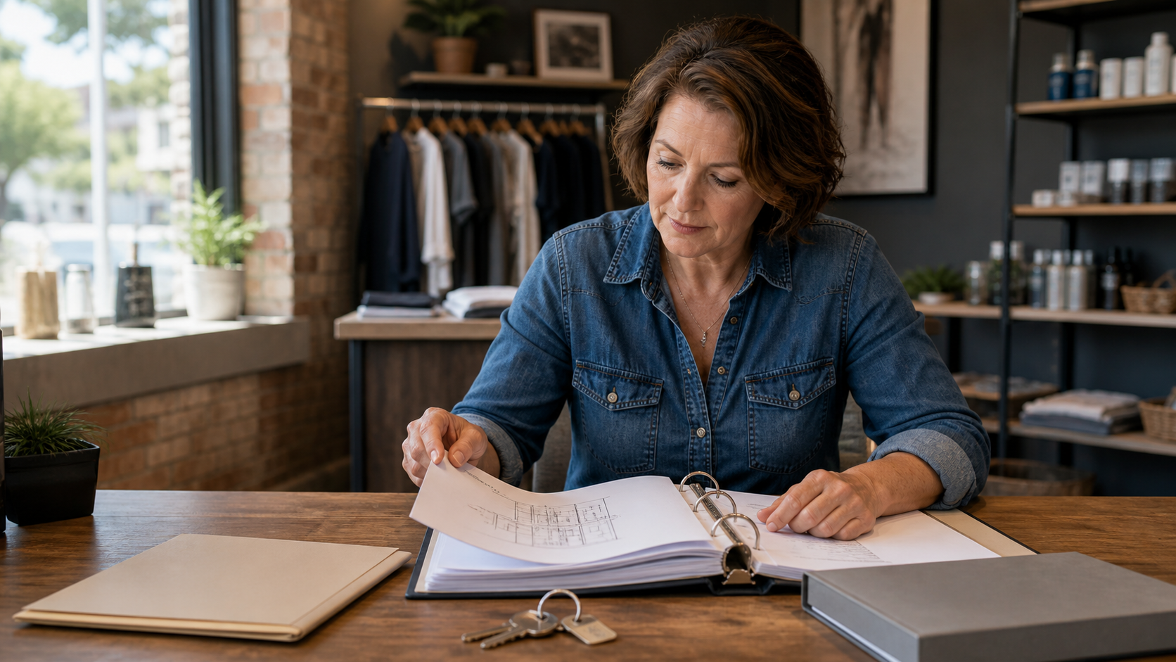 Small business owner reviewing commercial lease assignment records